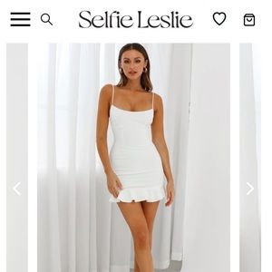 NEW Selfie Leslie Aces Strap Ruffle Mini Bodycon Dress White size LARGE Aus 12